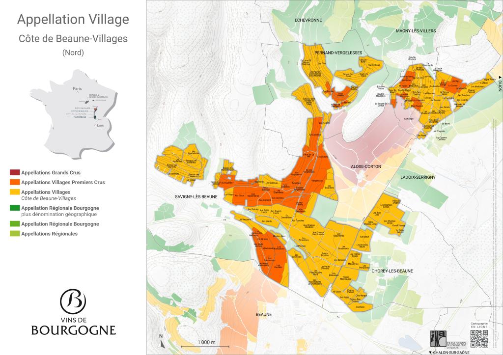 Map Côte de Beaune-Villages