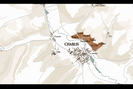 The Chablis winegrowing region seen from the sky
