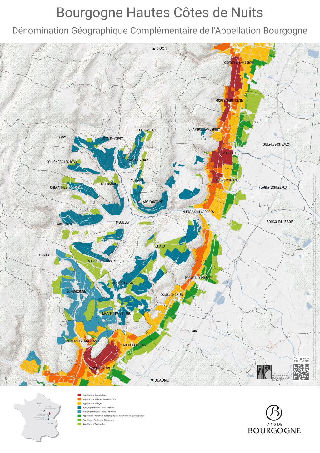 Map Bourgogne Hautes Côtes de Nuits