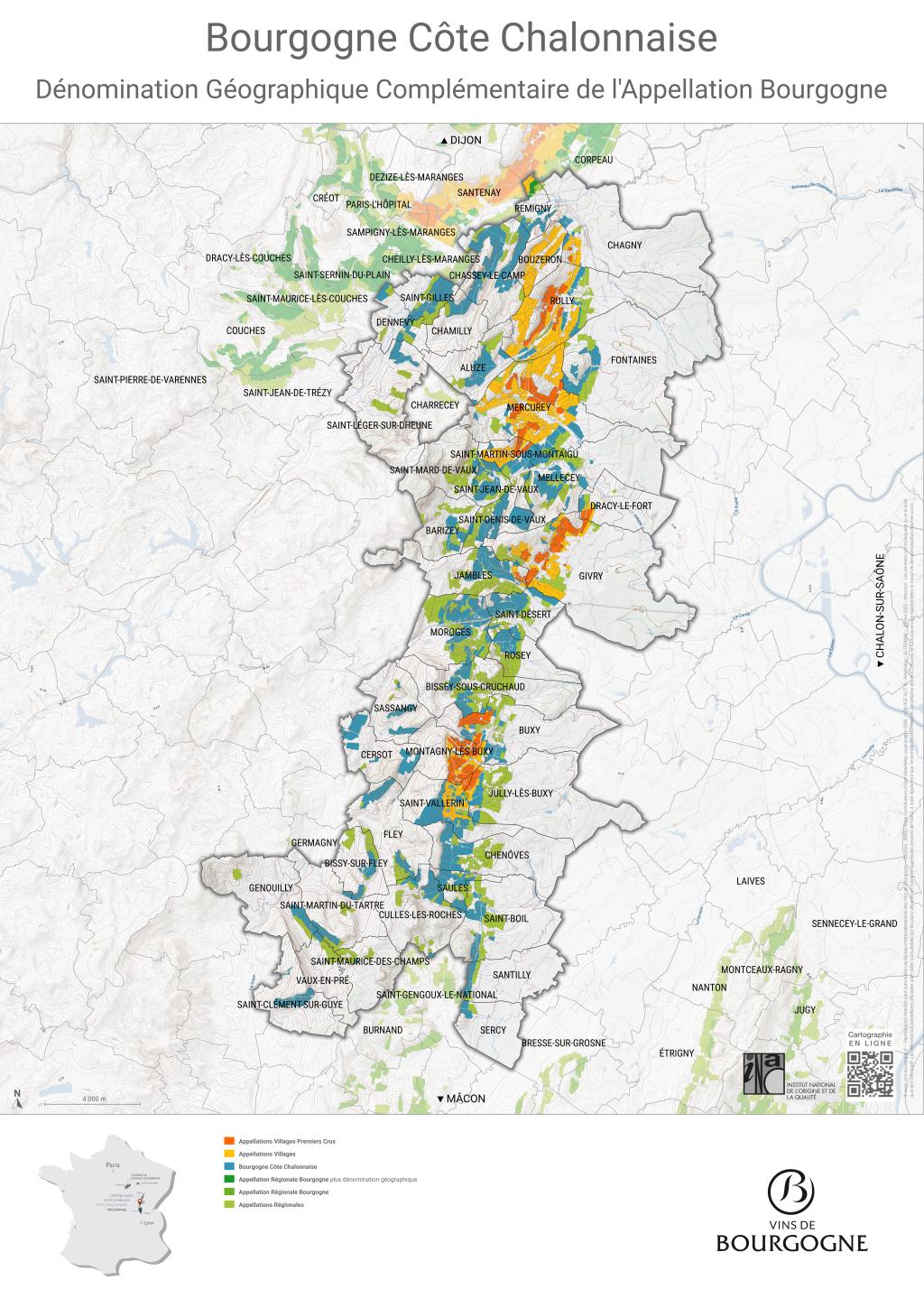 Map Bourgogne Côte Chalonnaise