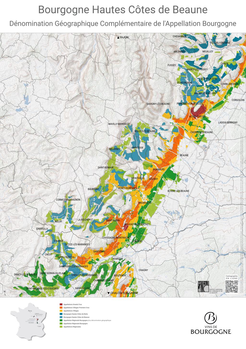 Map Bourgogne Hautes Côtes de Beaune
