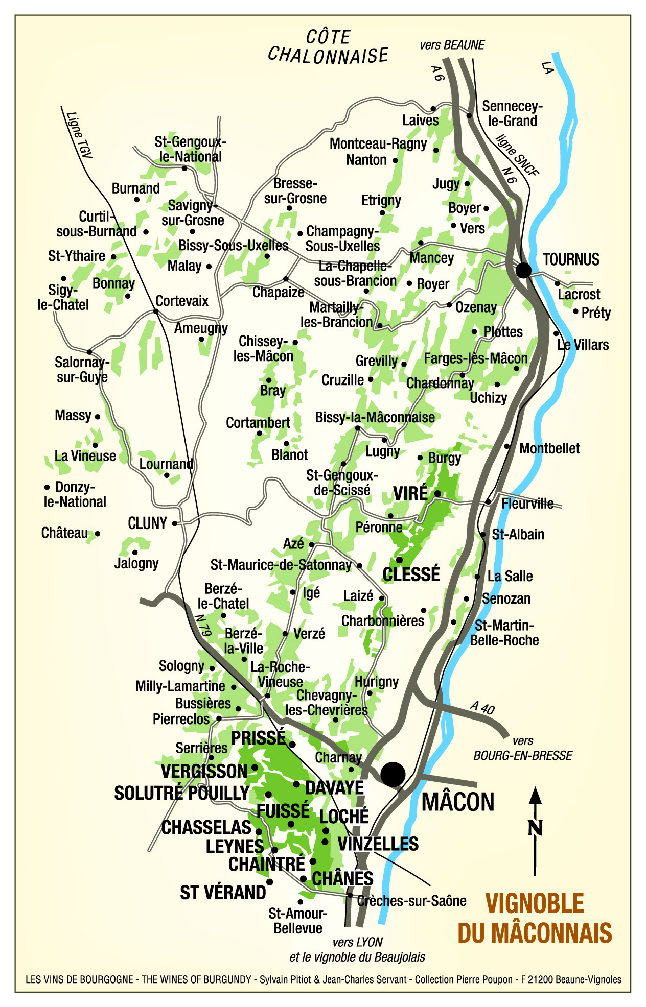 Map Mâcon followed by the name of the Village