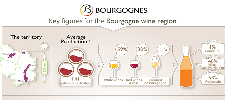 Key figures of the Bourgogne winegrowing region in 2018