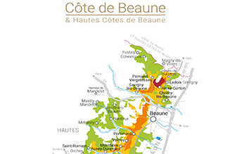 Map of the Côte de Beaune and Hautes Côtes de Beaune