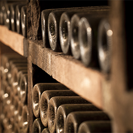 old vintage bottles of Bourgogne in a Bourgogne cellar
