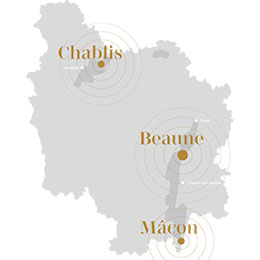 Localisation of the Cites des vins in Bourgogne